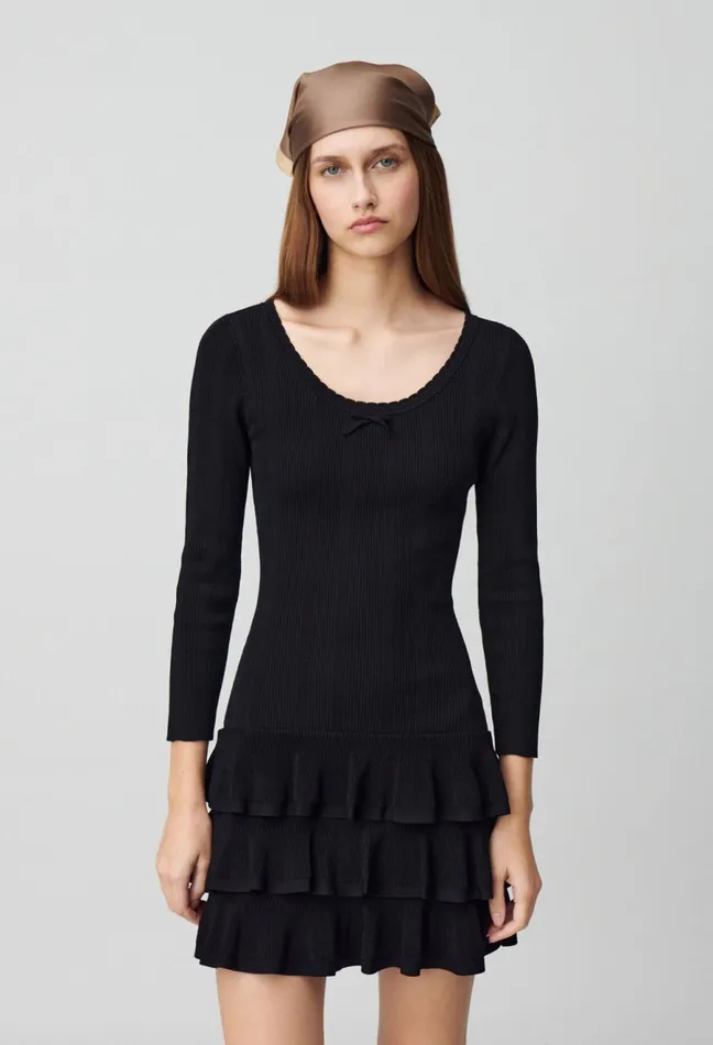 Claudie Pierlot Short FineKnit Dress Black Women Dresses Claudie Pierlot Short FineKnit Dress Black Women Dresses