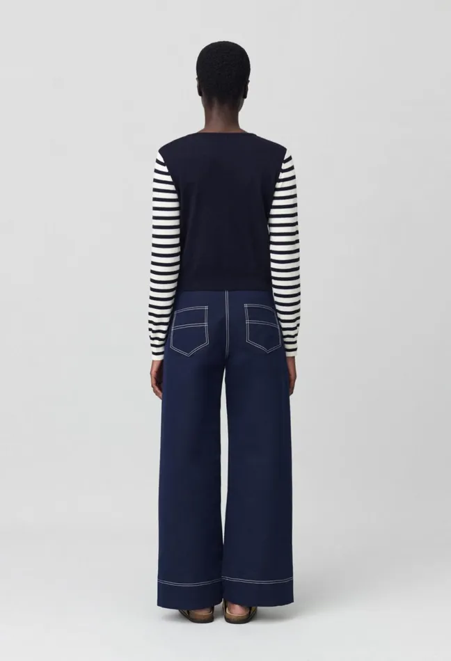 Claudie Pierlot Short Striped Jumper With Plain Flap Dualcolor Women Knitwear And Cardigans Claudie Pierlot Short Striped Jumper With Plain Flap Dualcolor Women Knitwear And Cardigans