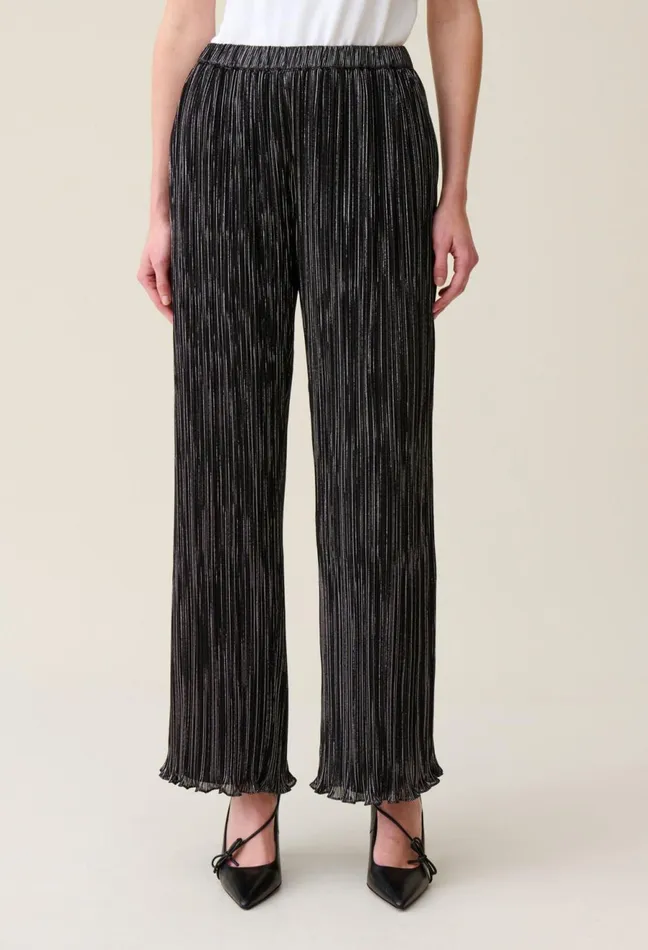Claudie Pierlot Silver Pleated Fluid Trousers Black Women Jeans And Trousers