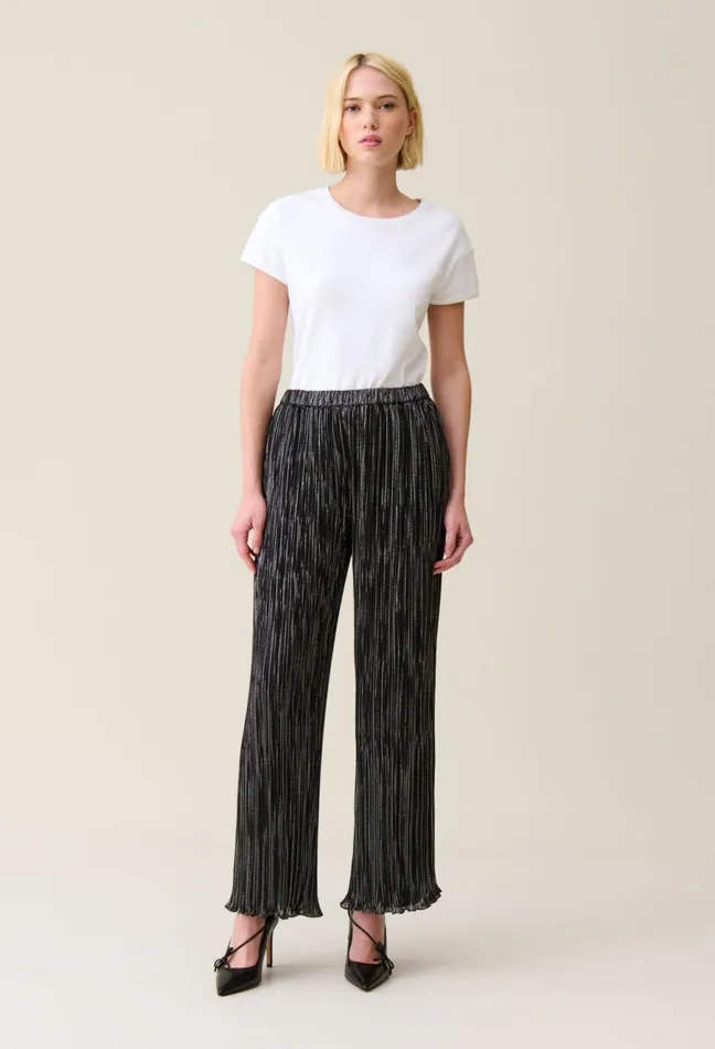 Claudie Pierlot Silver Pleated Fluid Trousers Black Women Jeans And Trousers Claudie Pierlot Silver Pleated Fluid Trousers Black Women Jeans And Trousers