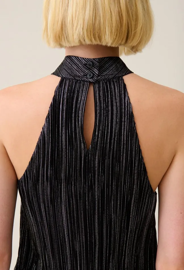 Claudie Pierlot Silver Pleated Mini Dress Black Women Dresses Claudie Pierlot Silver Pleated Mini Dress Black Women Dresses