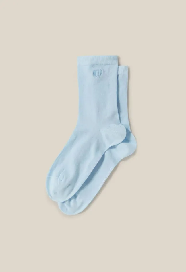 Claudie Pierlot Sock With Cp Monogram Embroidery Sky Blue Women Socks Claudie Pierlot Sock With Cp Monogram Embroidery Sky Blue Women Socks