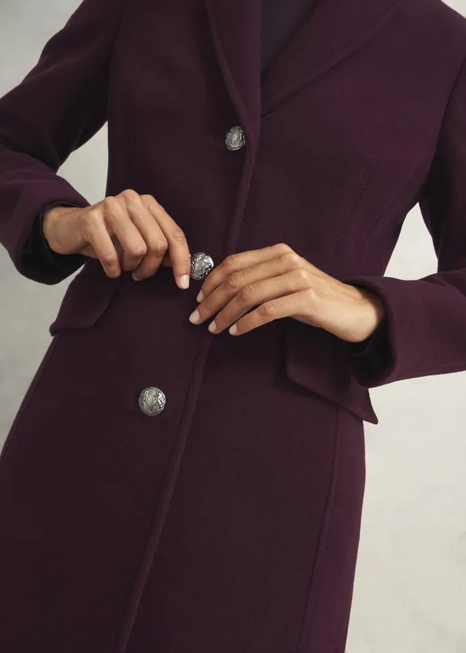 Coats and Jackets Women HOBBS Petite Edwina Wool Blend Coat Wine