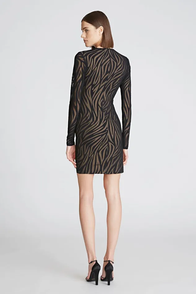 Cocktail Women Halston Tatum Dress In Zebra Burnout Black