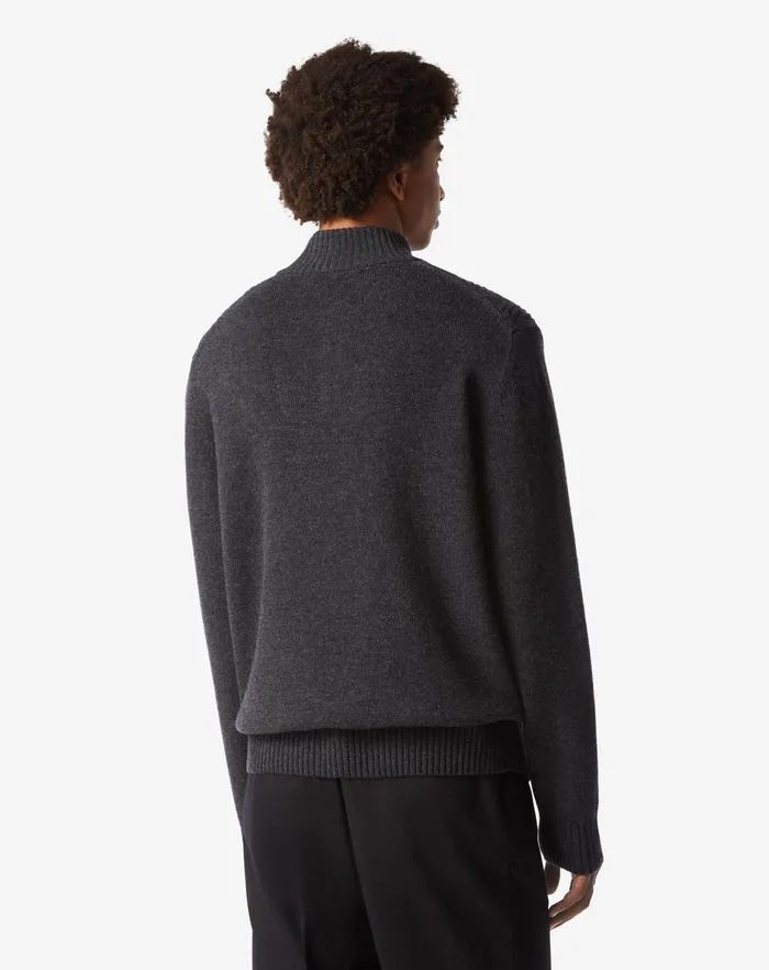 Corneliani Knitwear Grey Wool And Cashmere Turtleneck With Diagonal Stitch 8211 Men