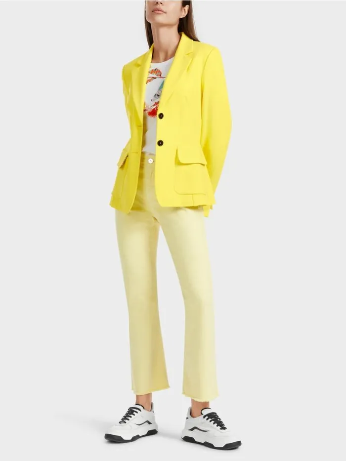 Damen Marc Cain Blazer Blazer Mit Wiener Nhten Soft Lemon