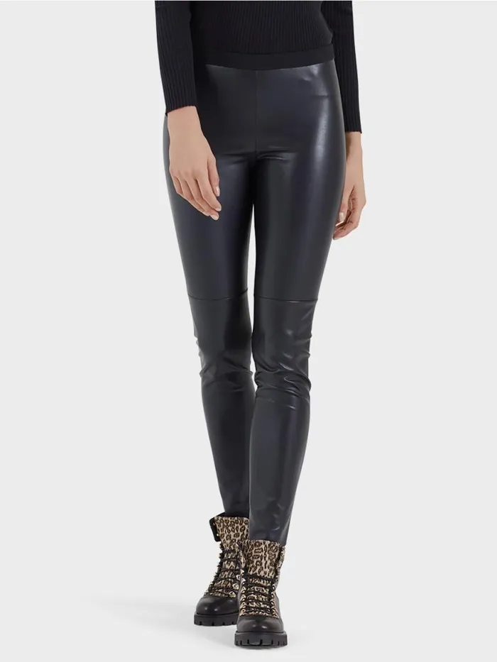 Damen Marc Cain Hosen Leggings Aus Kunstleder Midnight Blue