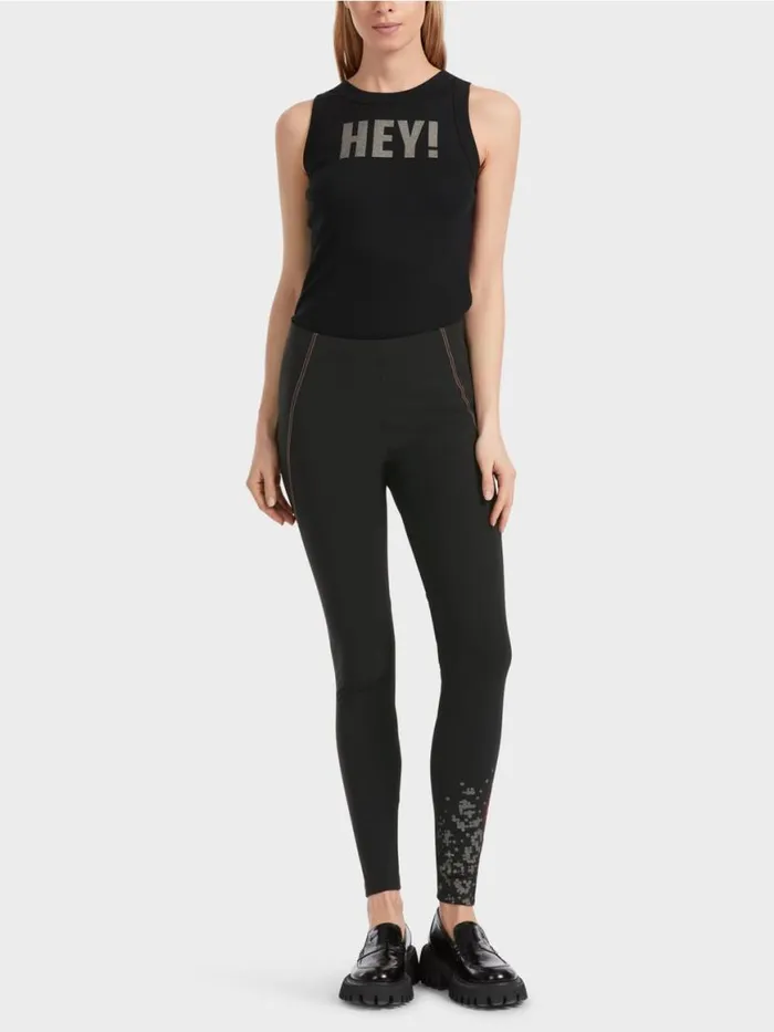 Damen Marc Cain Hosen Leggings Mit Ziernhten Black