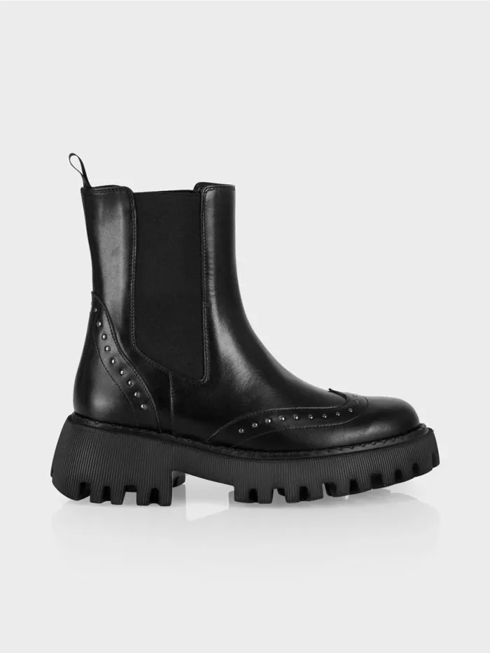 Damen Marc Cain Schuhe ChelseaBoots Mit Nieten Black
