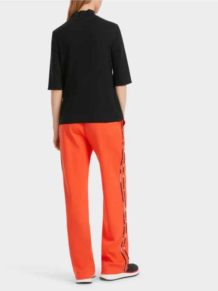 Damen Marc Cain Shirts and Tops BaumwollrippShirt Mit Stehkragen Black