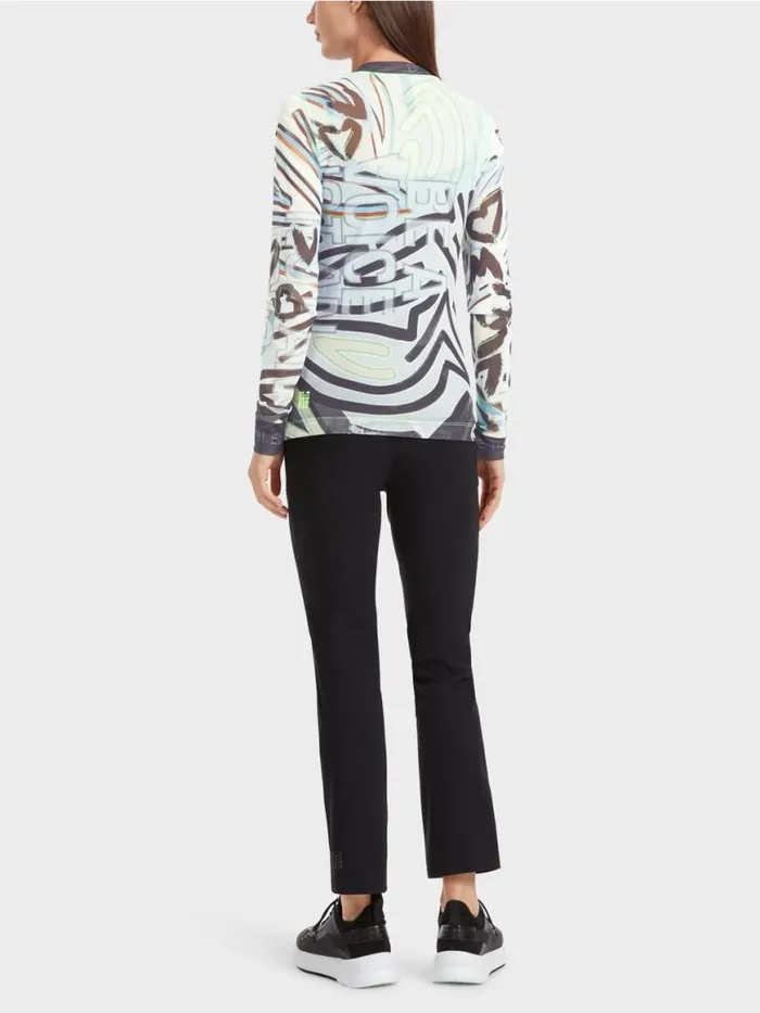 Damen Marc Cain Shirts and Tops LangarmShirt Aus Flexiblem Tll Soft Powder Blue