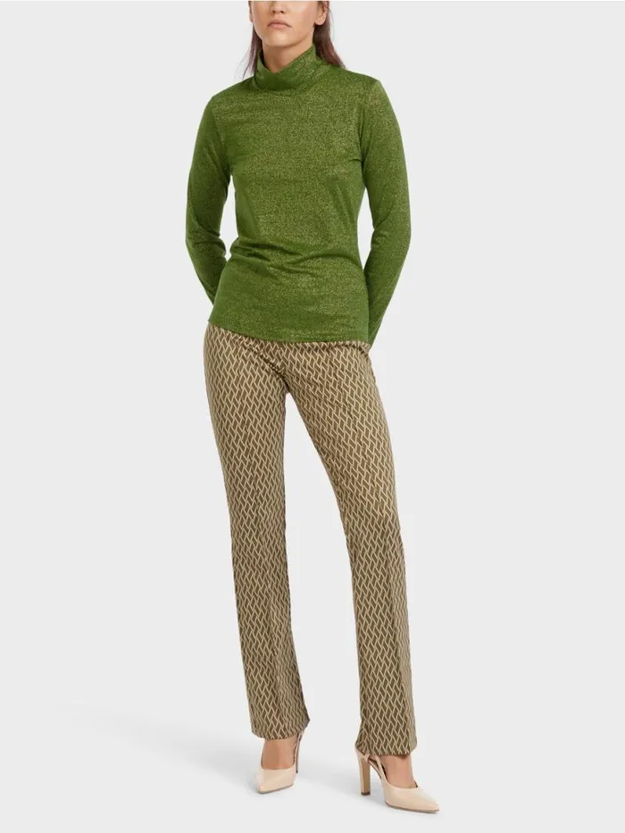 Damen Marc Cain Shirts and Tops Longsleeve Mit Lurex Orient Green