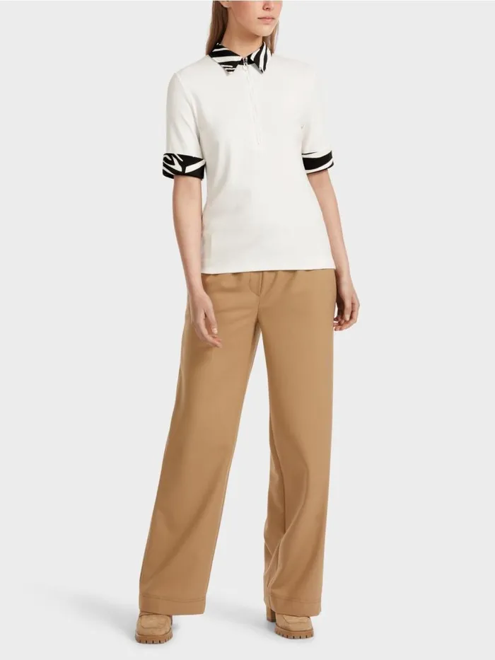 Damen Marc Cain Shirts and Tops PoloShirt Mit Zippverschluss Offwhite