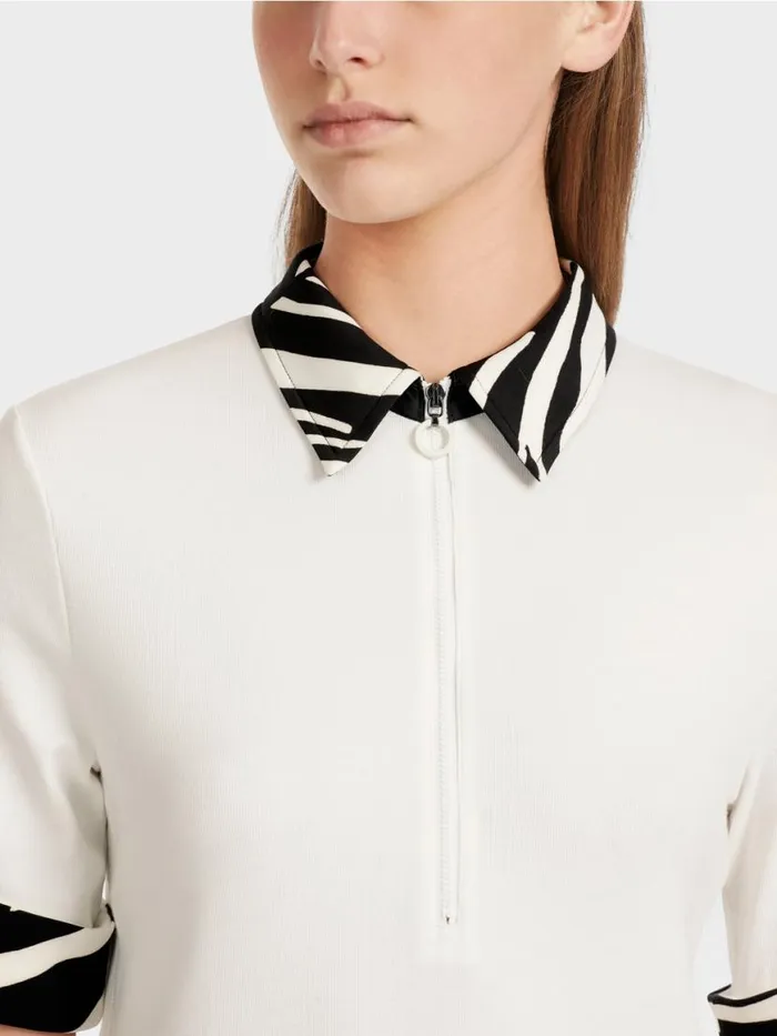 Damen Marc Cain Shirts and Tops PoloShirt Mit Zippverschluss Offwhite