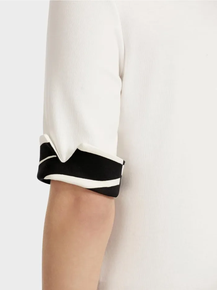Damen Marc Cain Shirts and Tops PoloShirt Mit Zippverschluss Offwhite
