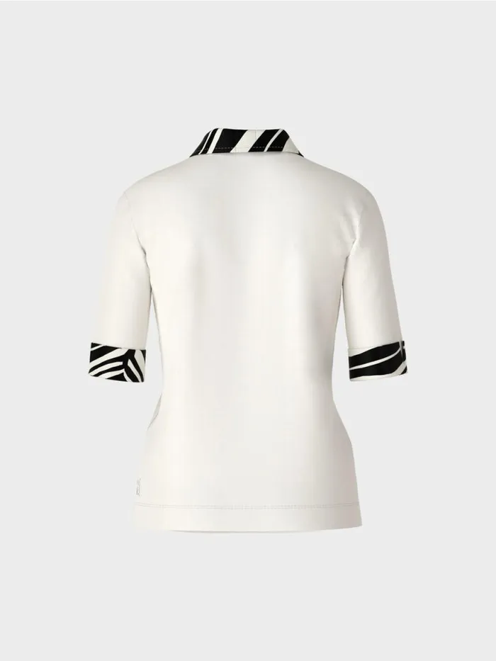 Damen Marc Cain Shirts and Tops PoloShirt Mit Zippverschluss Offwhite