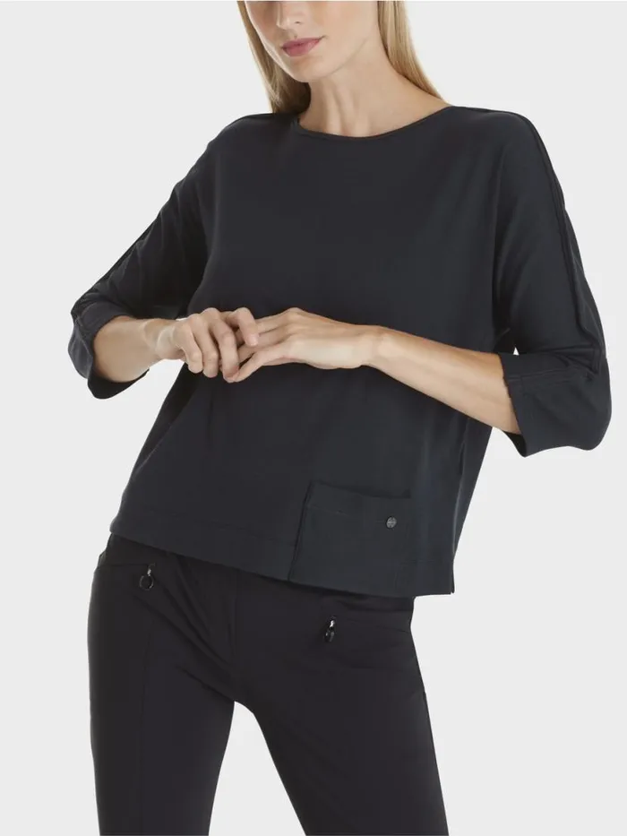 Damen Marc Cain Shirts and Tops Shirt Mit UBootAusschnitt Midnight Blue