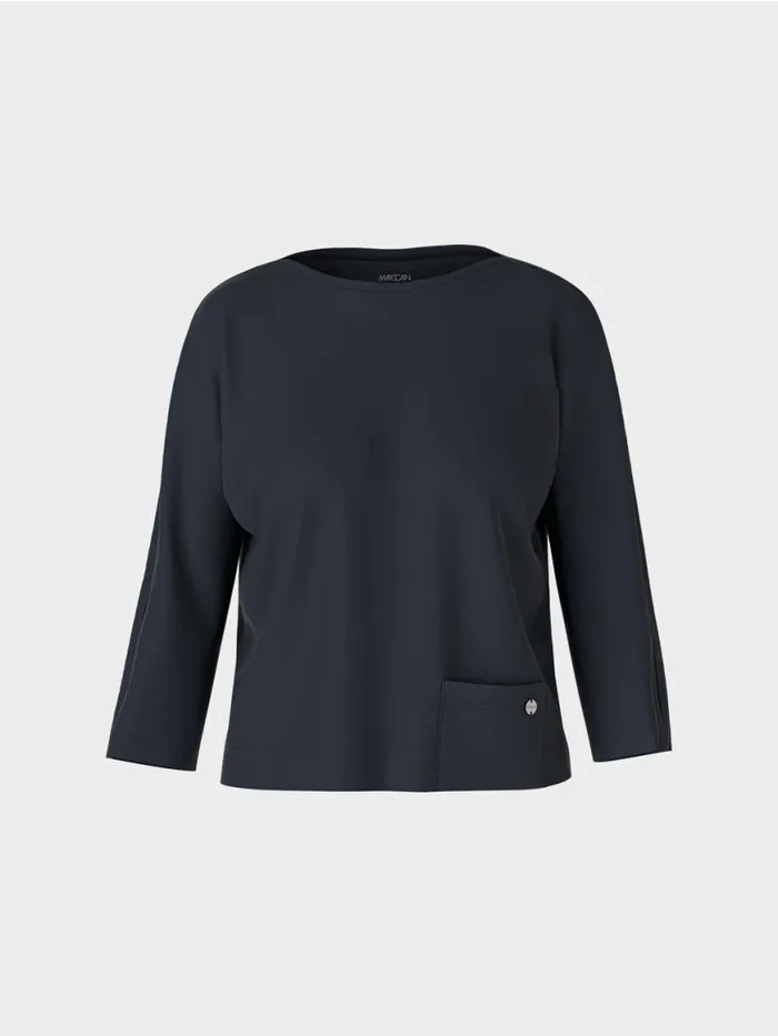 Damen Marc Cain Shirts and Tops Shirt Mit UBootAusschnitt Midnight Blue