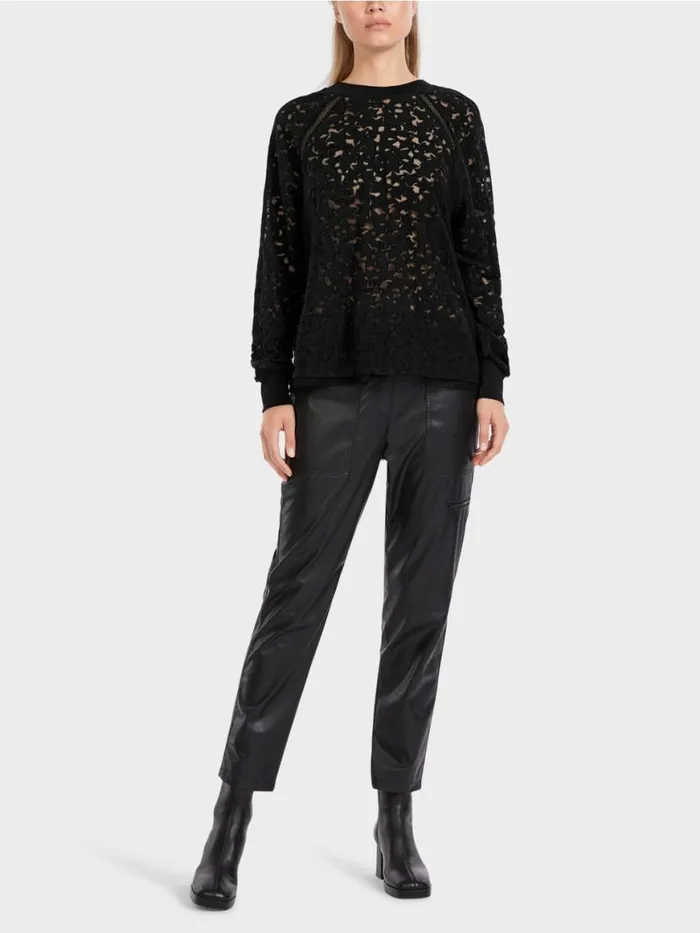 Damen Marc Cain Shirts and Tops TShirt Mit Durchscheinendem Material Black