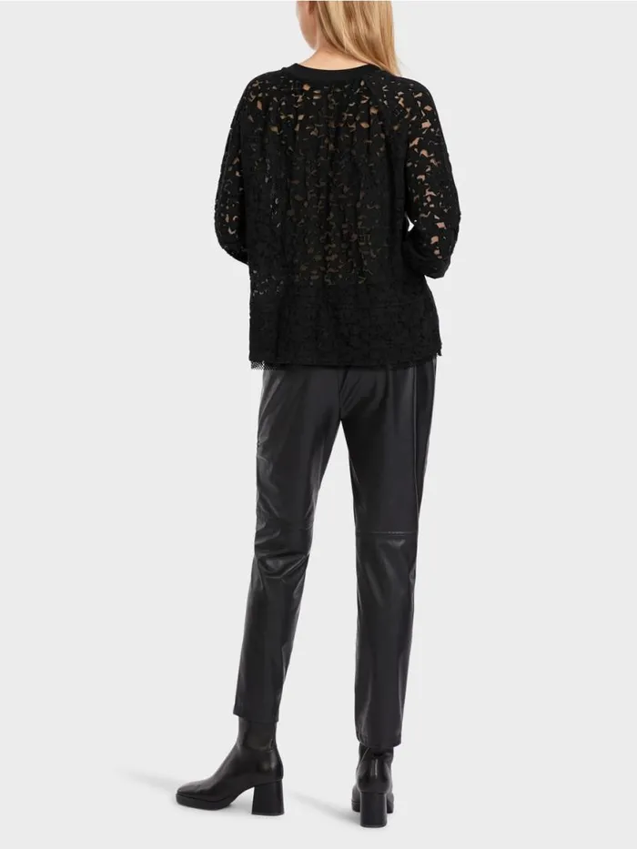 Damen Marc Cain Shirts and Tops TShirt Mit Durchscheinendem Material Black
