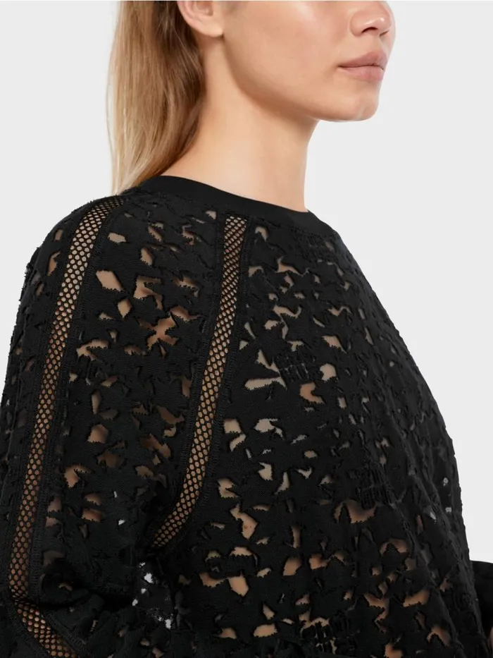 Damen Marc Cain Shirts and Tops TShirt Mit Durchscheinendem Material Black