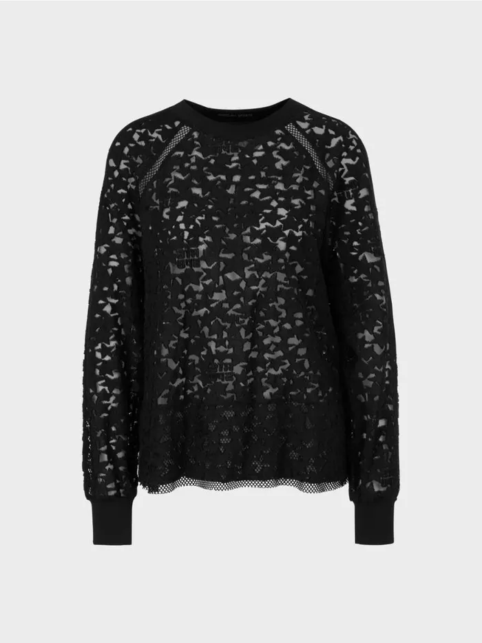 Damen Marc Cain Shirts and Tops TShirt Mit Durchscheinendem Material Black
