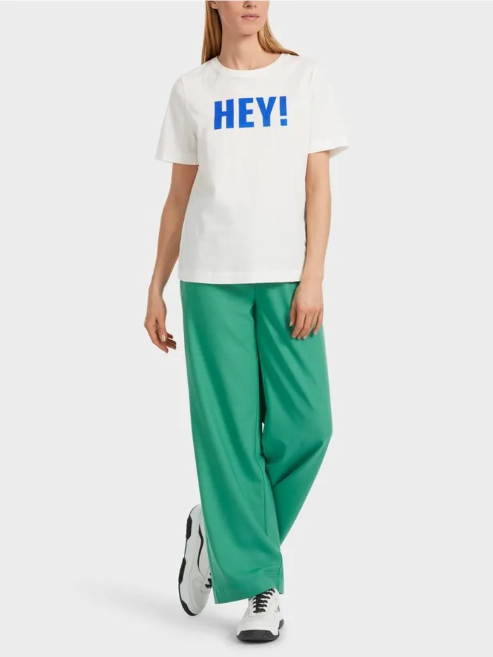 Damen Marc Cain Shirts and Tops TShirt Mit Glitzer 034Rethink Together034 Offwhite