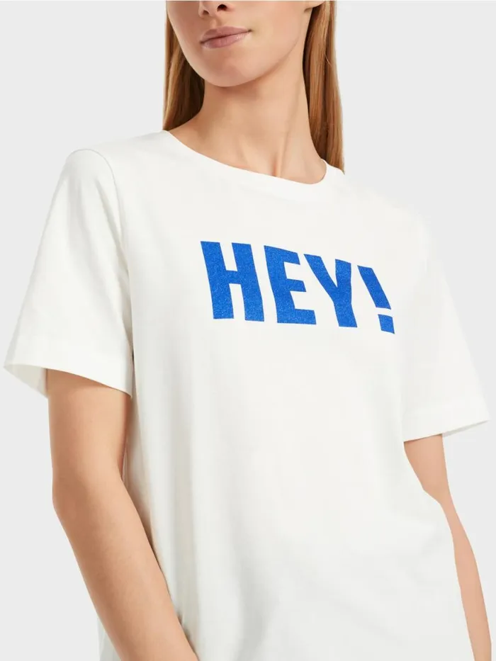 Damen Marc Cain Shirts and Tops TShirt Mit Glitzer 034Rethink Together034 Offwhite
