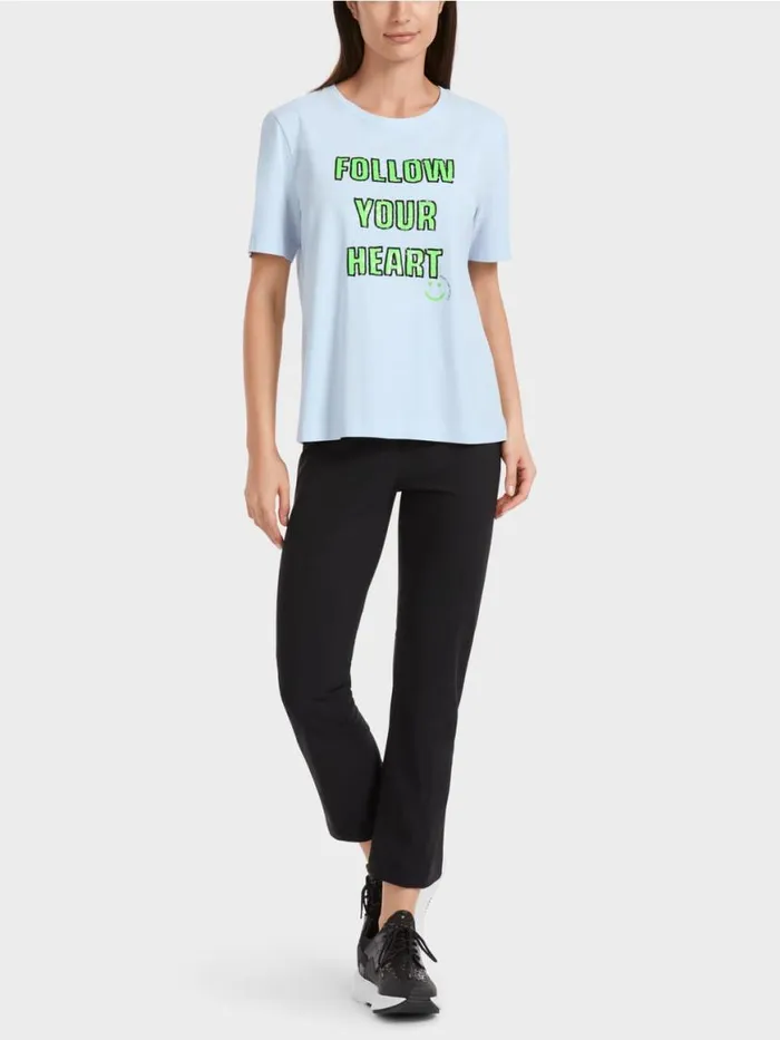Damen Marc Cain Shirts and Tops TShirt Mit Motiv Aus Pailletten Soft Powder Blue