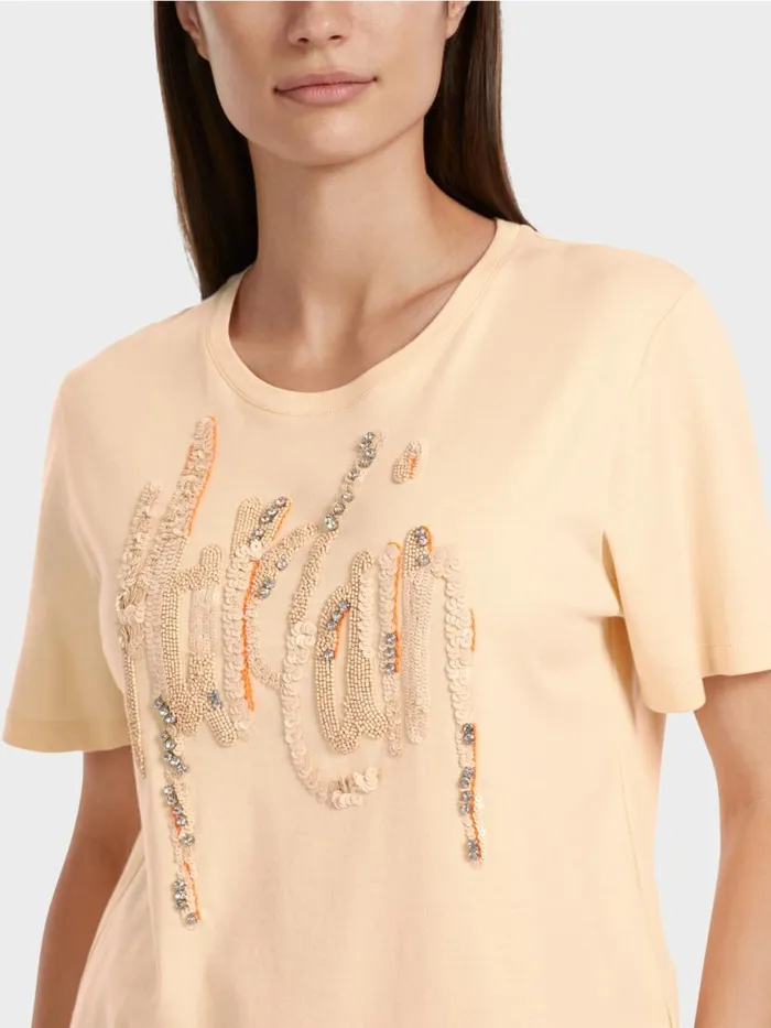 Damen Marc Cain Shirts and Tops TShirt Mit Pailletten Dark Cream