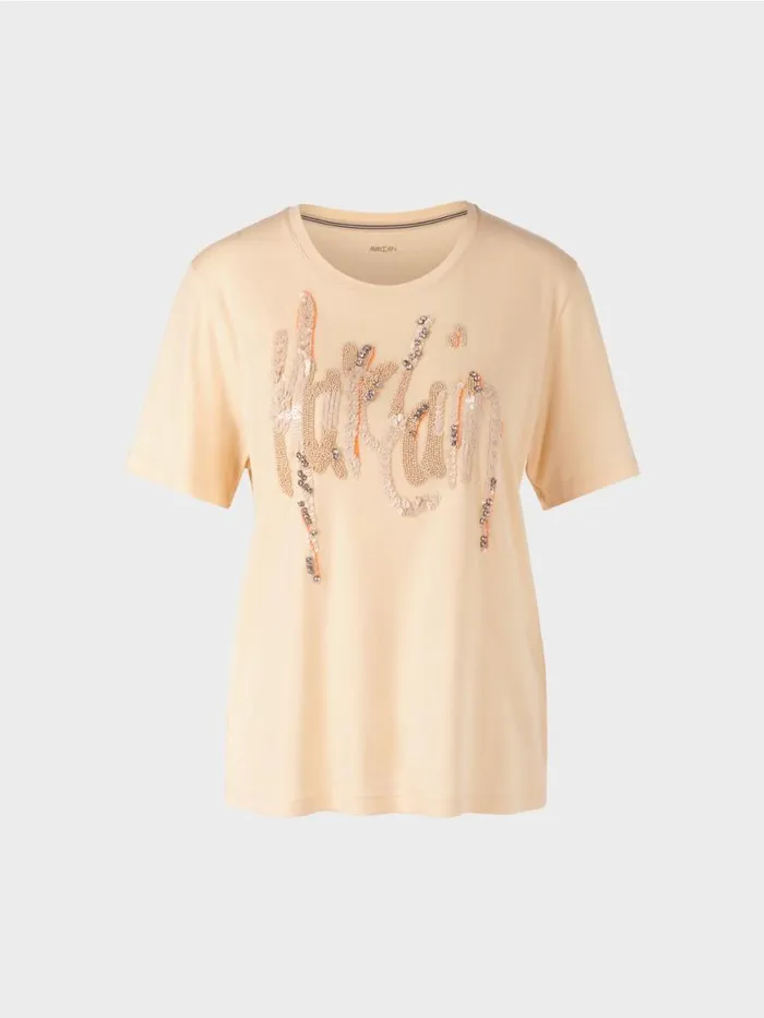 Damen Marc Cain Shirts and Tops TShirt Mit Pailletten Dark Cream