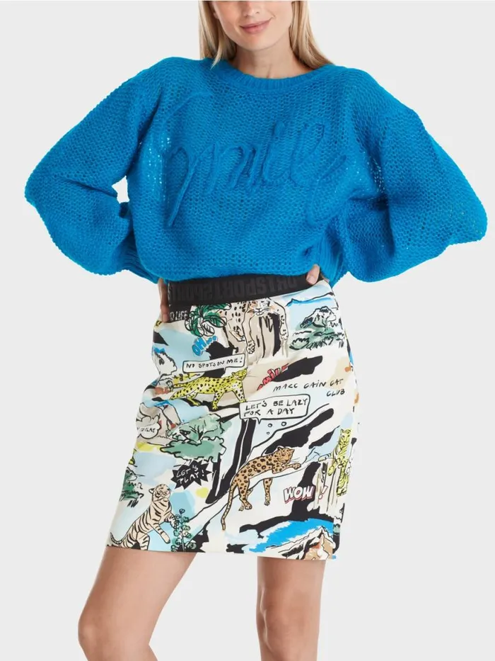 Damen Marc Cain Strick Leichter Sweater 034Rethink Together034 Deep Sea