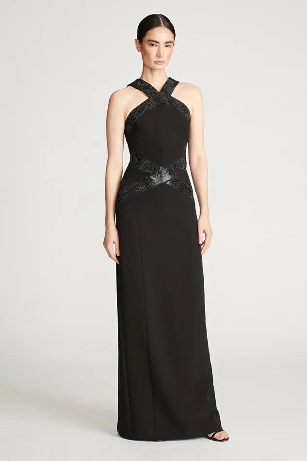 Dresses Women Halston Joyce Gown In Crepe Black
