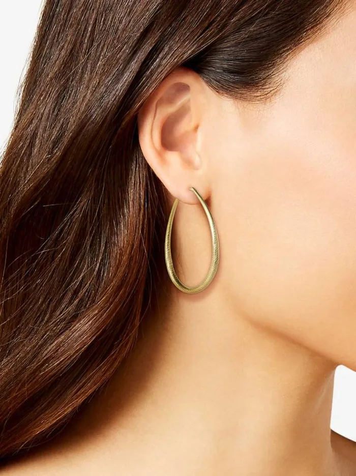 Earrings Accessories Jessica Simpson Oval Textured Hoop Earrings In Gold
