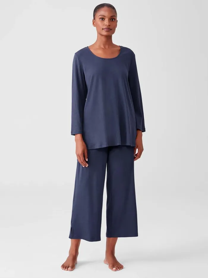 Eileen Fisher Extended Sizing 1X3X Cozy Organic Cotton Interlock WideLeg Pant Indigo 8211 Shop Eileen Fisher Extended Sizing 1X3X Cozy Organic Cotton Interlock WideLeg Pant Indigo 8211 Shop