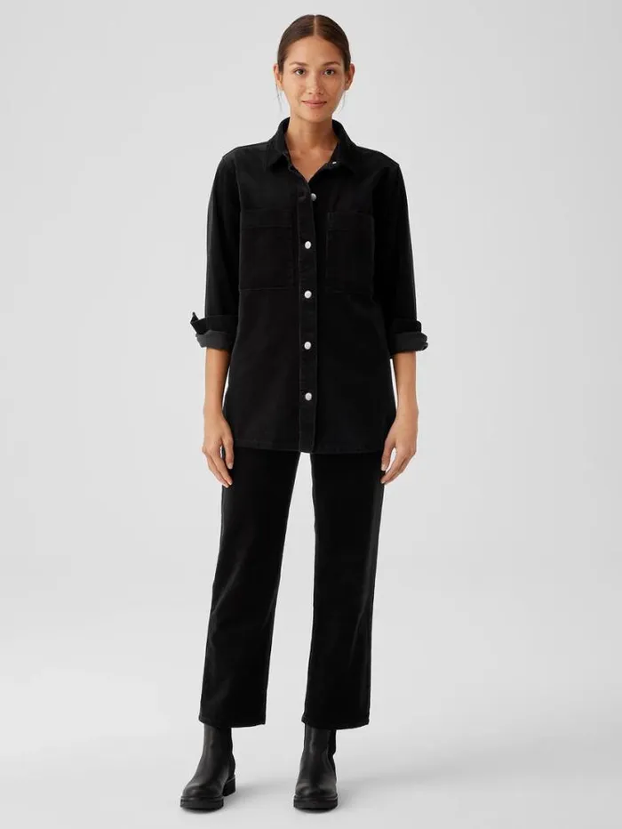 Eileen Fisher Extended Sizing 1X3X Organic Cotton Stretch Corduroy Shirt Jacket Black 8211 Shop