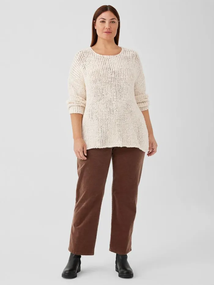 Eileen Fisher Extended Sizing 1X3X Peruvian Organic Cotton Lofty Slub Round Neck Top Ecru 8211 Shop