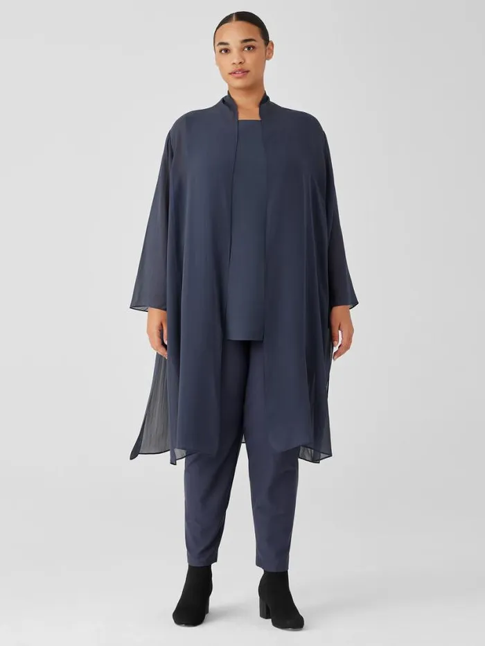 Eileen Fisher Petite Sheer Silk Georgette High Collar Jacket Ocean 8211 Shop