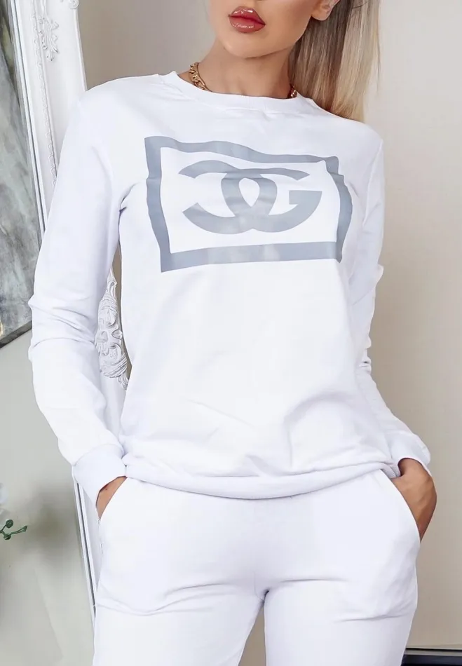 Eliana White Printed Cg Tracksuit Women Missfiga LoungewearTracksuits