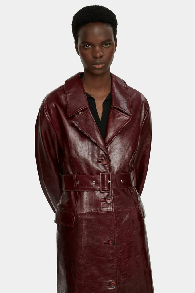 Emilia Wickstead Jackets And Coats Women Brady Trench Coat in Oxblood Leather Emilia Wickstead Jackets And Coats Women Brady Trench Coat in Oxblood Leather