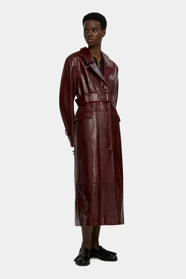 Emilia Wickstead Jackets And Coats Women Brady Trench Coat in Oxblood Leather Emilia Wickstead Jackets And Coats Women Brady Trench Coat in Oxblood Leather