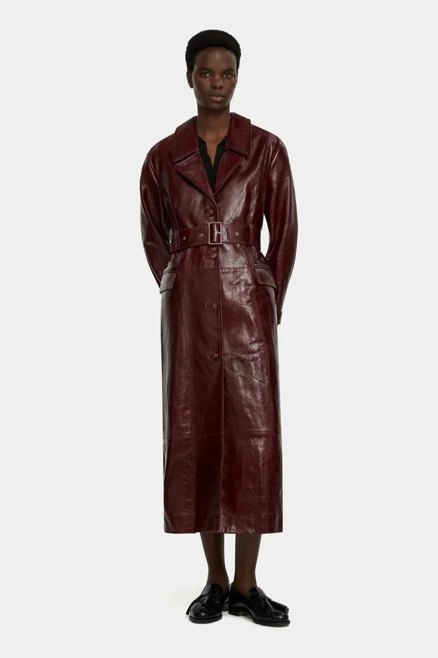 Emilia Wickstead Jackets And Coats Women Brady Trench Coat in Oxblood Leather Emilia Wickstead Jackets And Coats Women Brady Trench Coat in Oxblood Leather