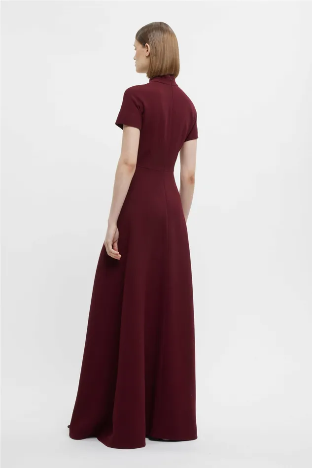 Emilia Wickstead Malinda Gown In Burgundy Double Crepe Women Gowns Emilia Wickstead Malinda Gown In Burgundy Double Crepe Women Gowns