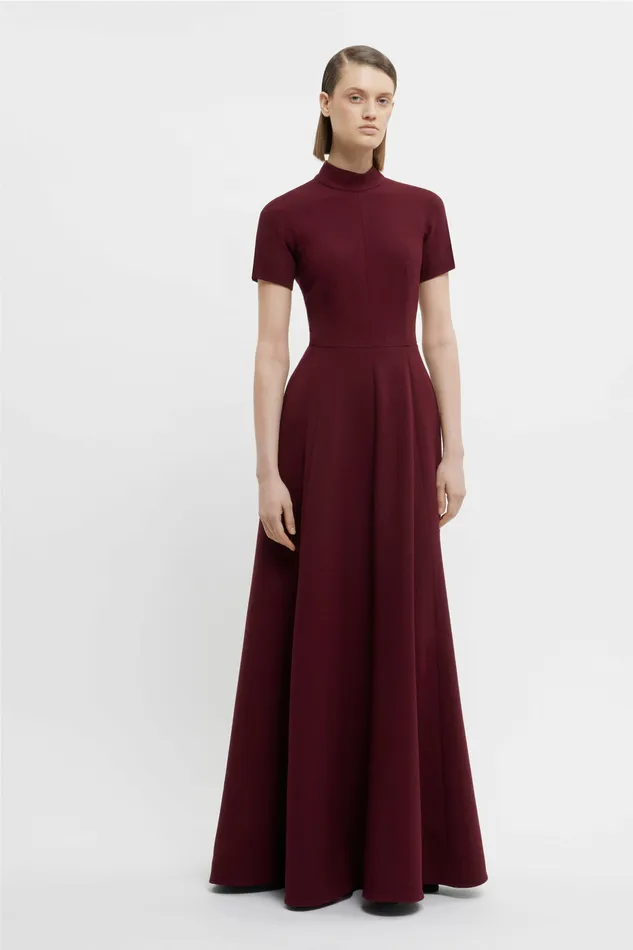 Emilia Wickstead Malinda Gown In Burgundy Double Crepe Women Gowns Emilia Wickstead Malinda Gown In Burgundy Double Crepe Women Gowns