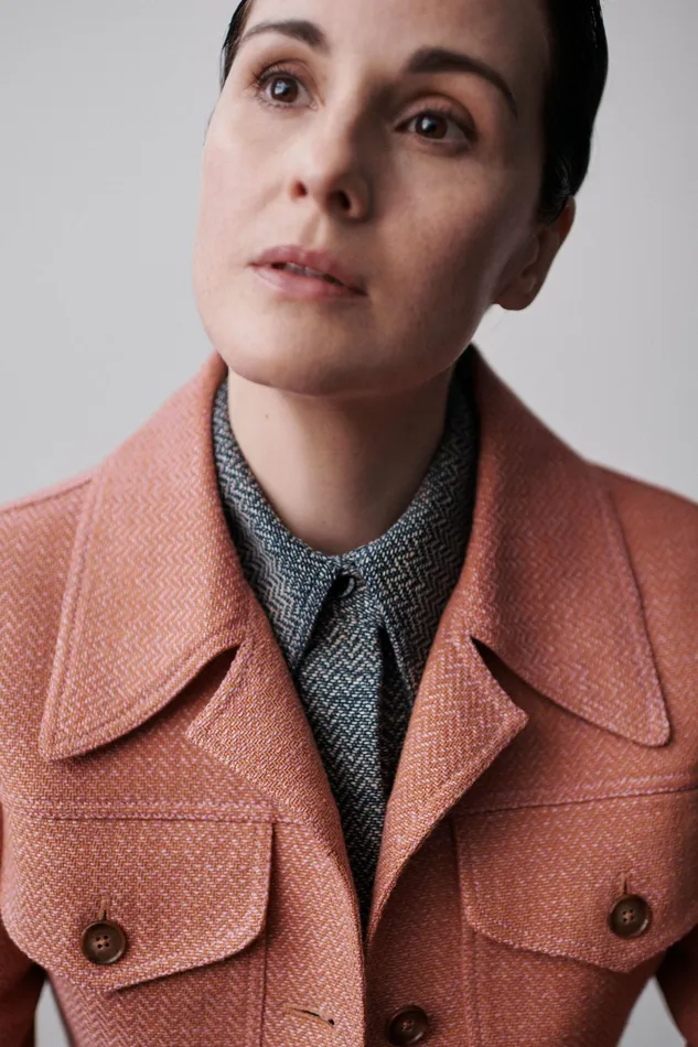 Emilia Wickstead Nics Jacket In Rose and Tan Chevron Weave Women Denim Emilia Wickstead Nics Jacket In Rose and Tan Chevron Weave Women Denim