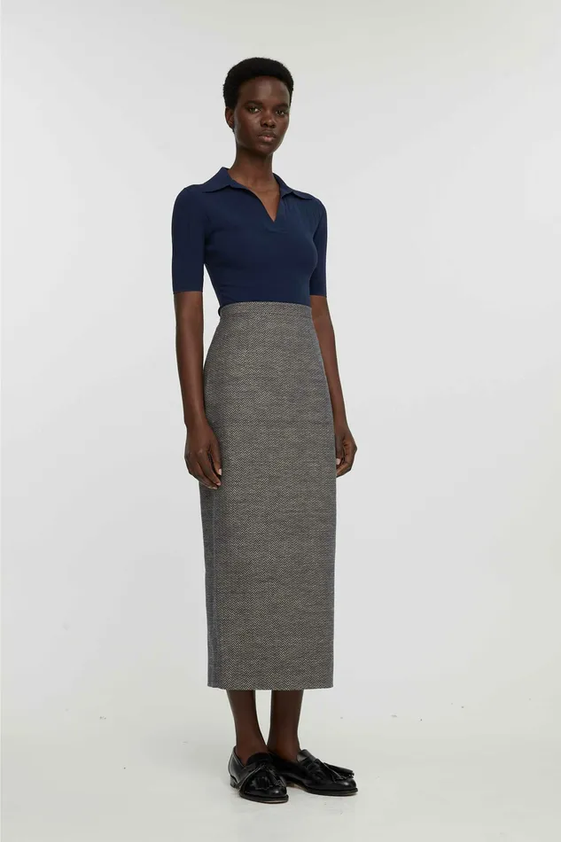 Emilia Wickstead Skirts Women Lorelei Dress In Navy and Ivory Chevron Weave Emilia Wickstead Skirts Women Lorelei Dress In Navy and Ivory Chevron Weave