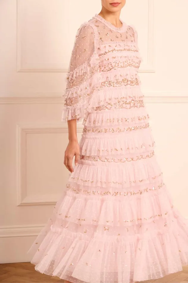 Emily Lace Ankle Gown Pink Women Needle and Thread Dresses