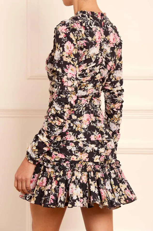 Enchanted Garden Ellen Crepe Micro Mini Dress Black Women Needle and Thread Dresses