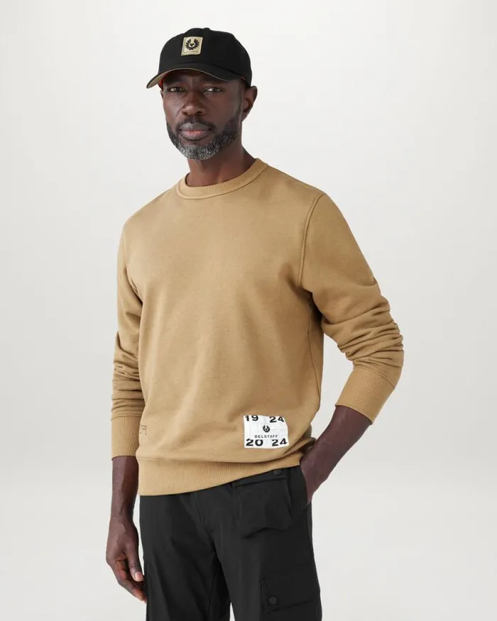 Hoodies and Sweatshirts Men Belstaff Centenary Applique Label Sweatshirt British Khaki Black Hoodies and Sweatshirts Men Belstaff Centenary Applique Label Sweatshirt British Khaki Black