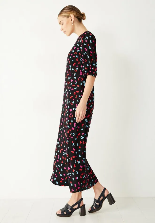 Hush Dresses Women Grace Midi Dress Floral Heart Blackmulti